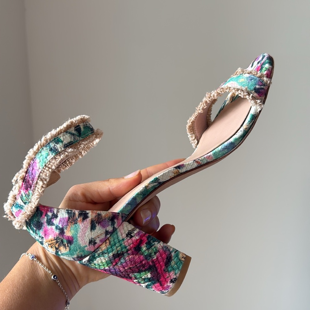 Stuart Weitzman Multi Floral City‎ Sandals Heels size 7.5 - Picture 12 of 15